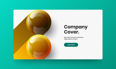 Abstract book cover design vector template. Minimalistic 3D spheres poster concept.