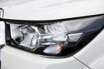 close up of a car headlight