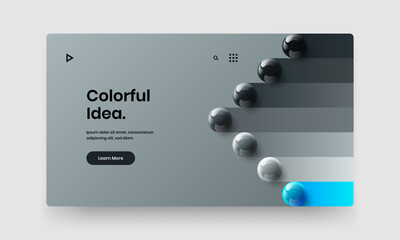 Colorful realistic balls brochure template. Amazing landing page design vector illustration.