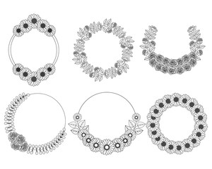 flower frame of wreath design with elegant floral and leaves