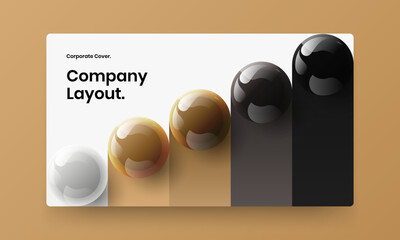 Premium corporate cover vector design concept. Modern realistic spheres landing page illustration.