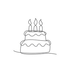 Cake One line drawing on white background