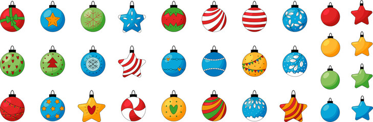 Set of flat Christmas Ornaments png