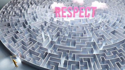 Respect and a difficult path, confusion and frustration in seeking it, hard journey that leads to Respect,3d illustration