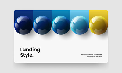 Simple 3D spheres company identity illustration. Minimalistic leaflet design vector template.