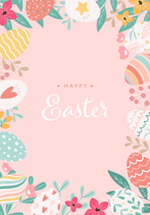 Frame of hand drawn easter eggs. Vector illustration background. For banners, posters and cards.