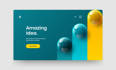 Abstract website vector design concept. Creative 3D spheres brochure template.