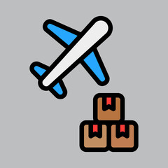 Air freight icon in filled line style about logistics, use for website mobile app presentation