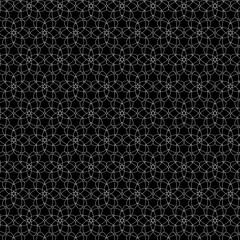 Simple geometric linear white lace-like fabric pattern on a black background