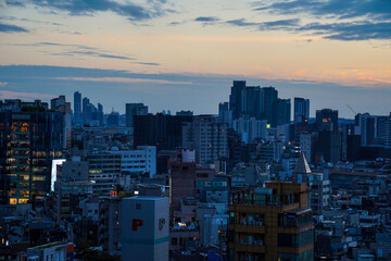 Naklejka premium Night View of Sinchon, Seoul, Korea