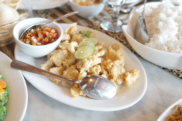 various kinds of delicious traditional Indonesian lunch menus, have a nice lunch.