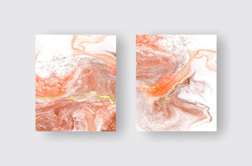 Vector coral banners set. Hand drawn abstract paint brush stroke.