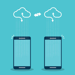 cloud computing. mobile phone cloud computing service , download and upload backup on cloud server.	