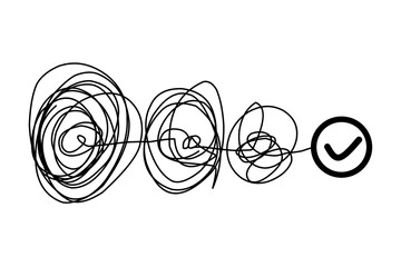 Tangle of thoughts. Psychology solution concept. Vector illustration