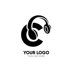 Letter C Headphone Logo Design Vector Icon Graphic Illustration