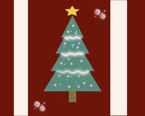 Christmas tree and red white background for Christmas card background free text and decorating 