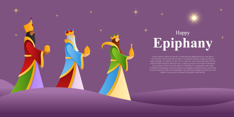 Obraz na płótnie Canvas Vector illustration of Happy Epiphany Christian festival three wise men