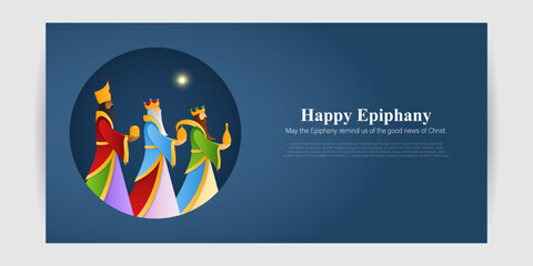 Vector illustration of Happy Epiphany Christian festival three wise men