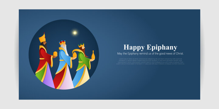 Vector illustration of Happy Epiphany Christian festival three wise men