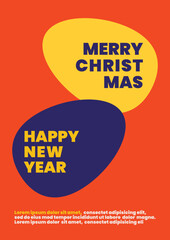 Merry Christmas and Happy new year in free form poster