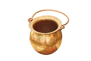 Ancient Roman pot, isolated on a white background. Reconstruction of military events during the wars of the Roman Empire
