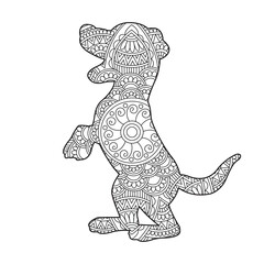 Zentangle dog mandala coloring page for adults christmas dog and floral animal coloring book antistress coloring page vector illustration