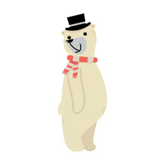 Cute polar bear in a hat