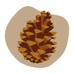 Pine cone isolated item, flat vector illustration, closeup.