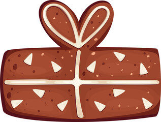 Set of gingerbread with icing lettering, gingerbread gift, food illustrations, holiday food, christmas food, cliparts