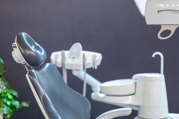Dentist chair, sink and console with equipment