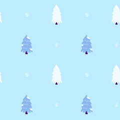 Fototapeta na wymiar Scandinavian Christmas Tree Seamless Pattern. Vector Illustration of Cartoon Style Greeting Seasonal Holiday Background.