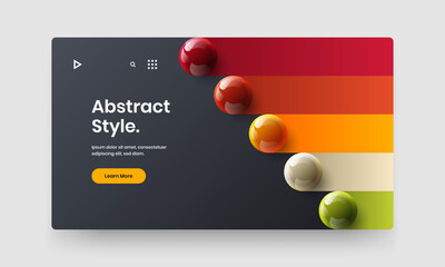 Geometric poster vector design template. Simple realistic spheres landing page illustration.