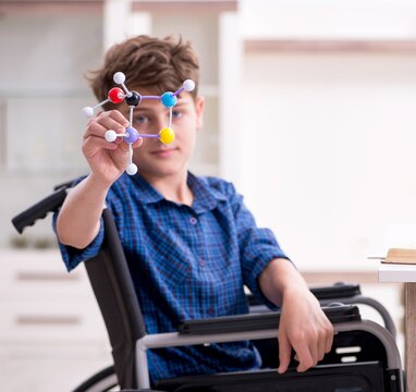 Disabled Kid Preparing For School At Home