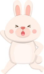 Happy smiling rabbit, cute cartoon cartoon mascot body gesture