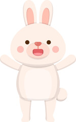 Happy smiling rabbit, cute cartoon cartoon mascot body gesture