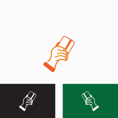 Hand holding credit card business icon image design