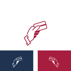 Hand holding credit card business icon image design