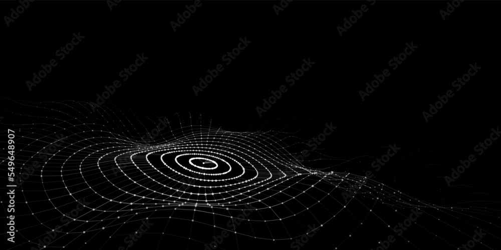 Poster 3d digital circular dynamic wave. technology smart wave. seamless flow digital structure. cyber tech