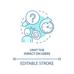 Limit impact on users turquoise concept icon. Better release management process tip abstract idea thin line illustration. Isolated outline drawing. Editable stroke. Arial, Myriad Pro-Bold fonts used