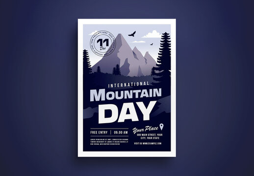 Blue Gradient Flat Design International Mountain Day Flyer