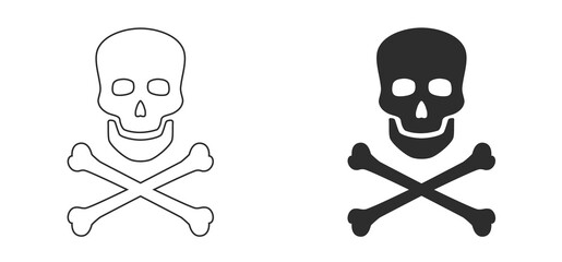 Danger Crossbones Skull Flat Stroke PNG Illustration For Caution Sign