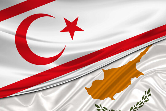 Flags of Northern Cyprus and Cyprus. International relationships.