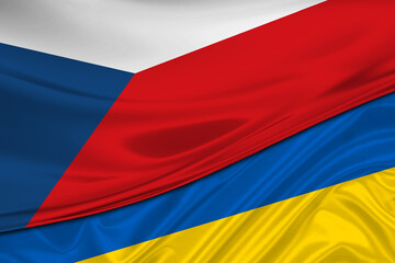 Fototapeta premium Flags of Ukraine and Czech Republic. International relationships.