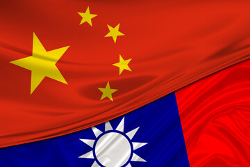 Flags of China and Taiwan. International relationships.
