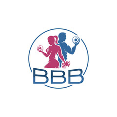 BBB letter fitness Gym logo design
