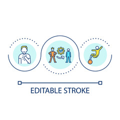 Releasing hidden blocks to success loop concept icon. Self development. Changing mindset abstract idea thin line illustration. Isolated outline drawing. Editable stroke. Arial font used