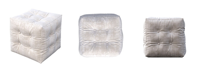 soft pouf isolate on a transparent background, interior furniture, 3D illustration, cg render