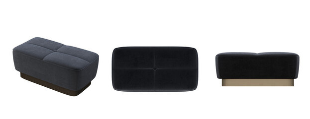 soft pouf isolate on a transparent background, interior furniture, 3D illustration, cg render