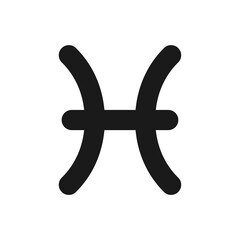 Pisces black glyph icon. Water zodiac sign. Astrological fishes. Birth constellation. Horoscope personality. Silhouette symbol on white space. Solid pictogram. Vector isolated illustration