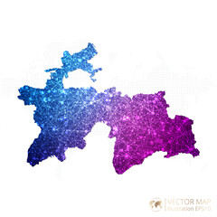 Tajikistan map in geometric wireframe blue with purple polygonal style gradient graphic on white background. Vector Illustration Eps10.